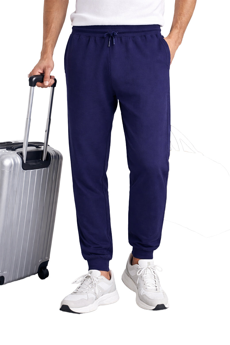 Cotton Joggers with Zip Pockets Navy Blue