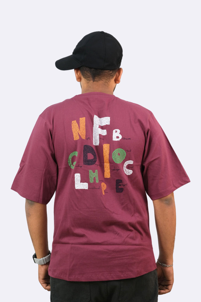 Fancy Print Cotton Down Shoulder T-shirt