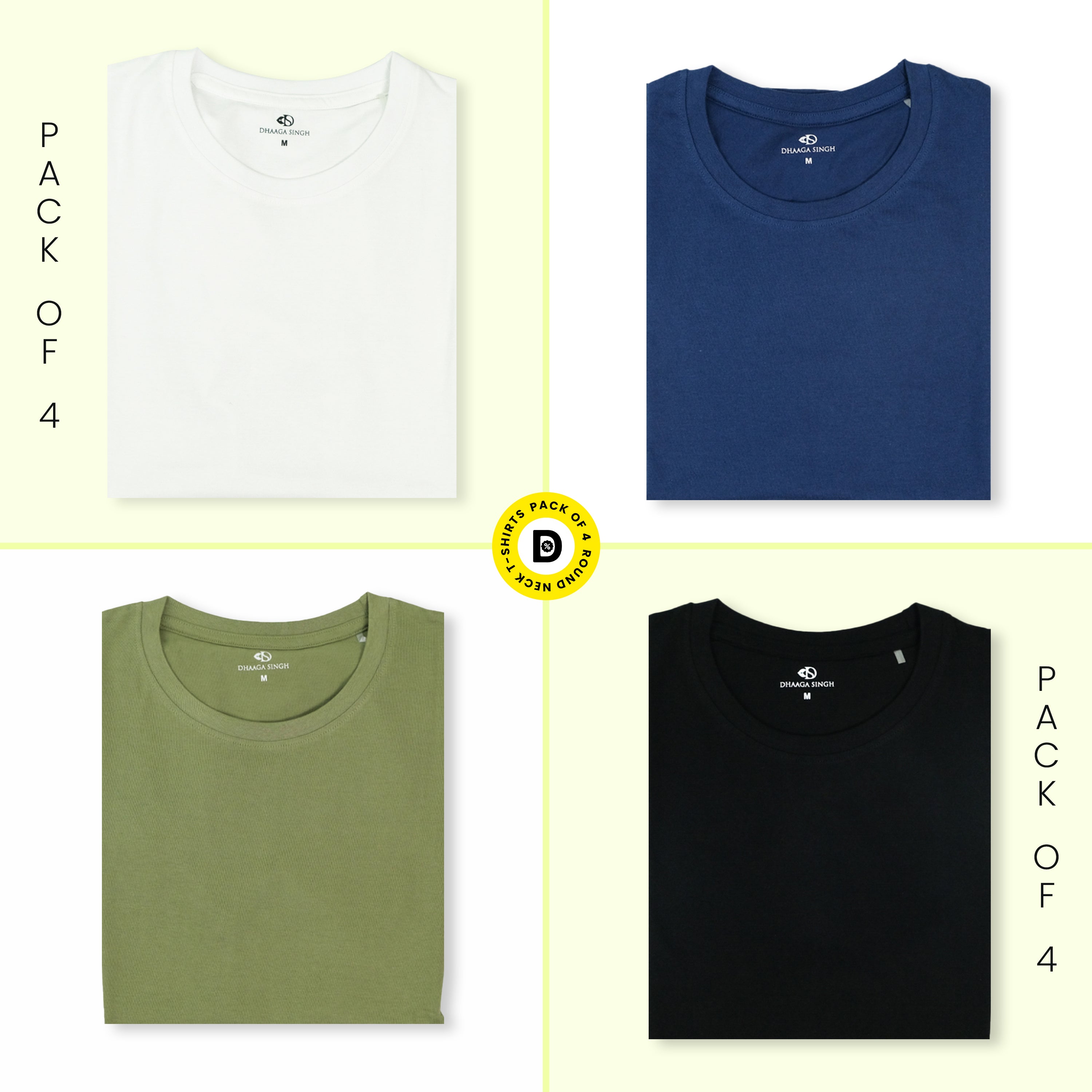 Round Neck T-shirts - Pack of 4