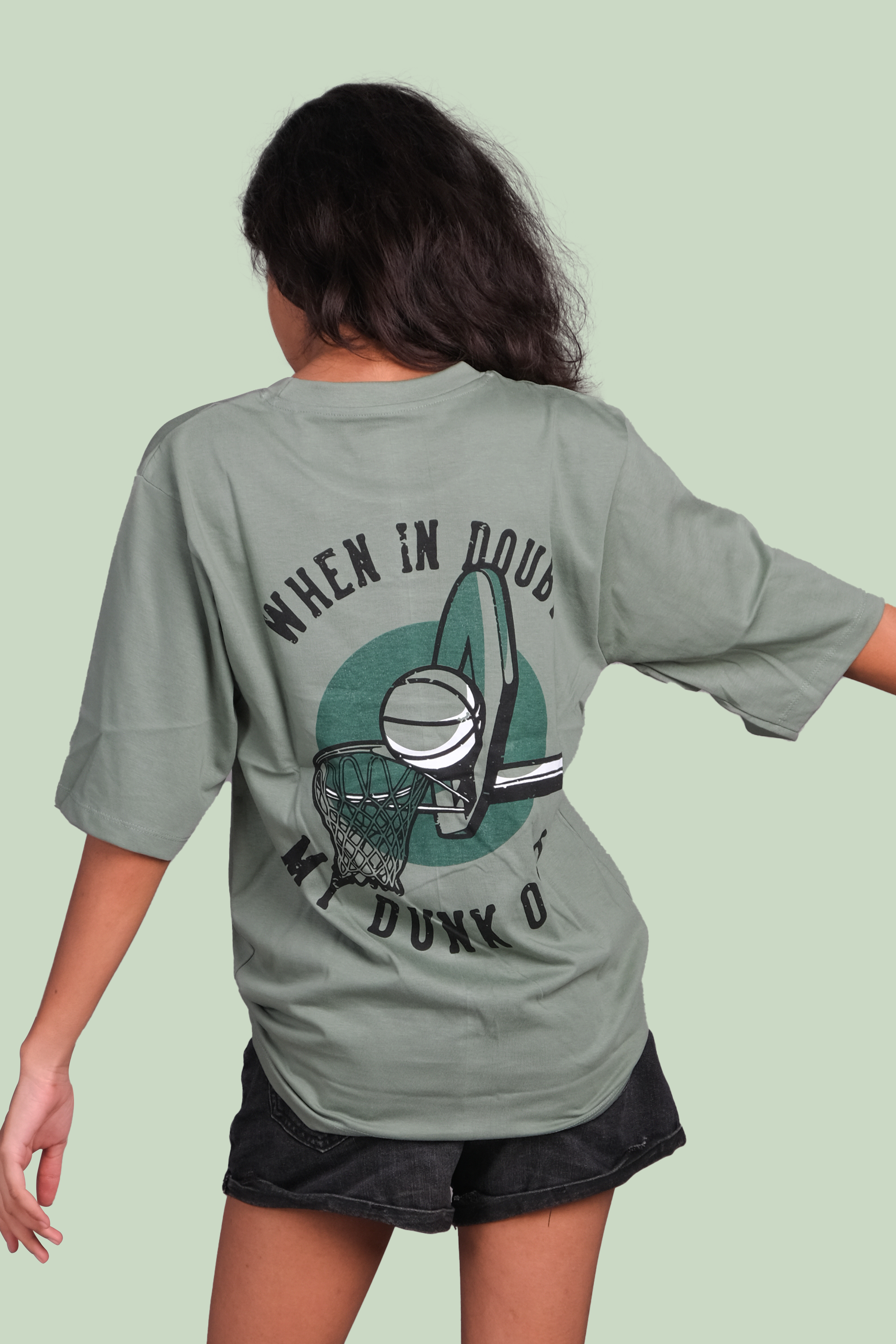 When In Doubt Graphic Printed Down Shoulder T-shirt
