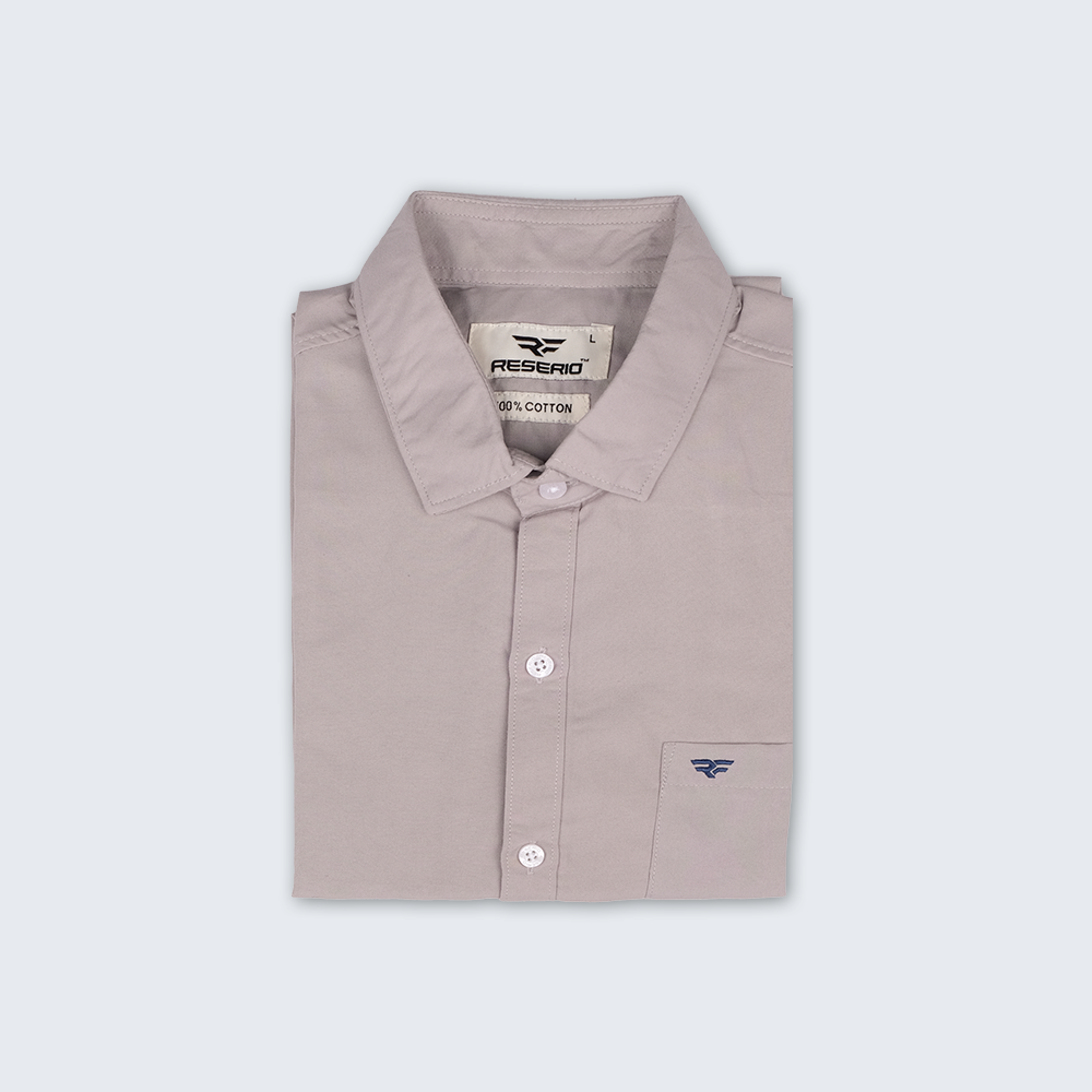 Light Grey Plain Cotton Solid Shirt