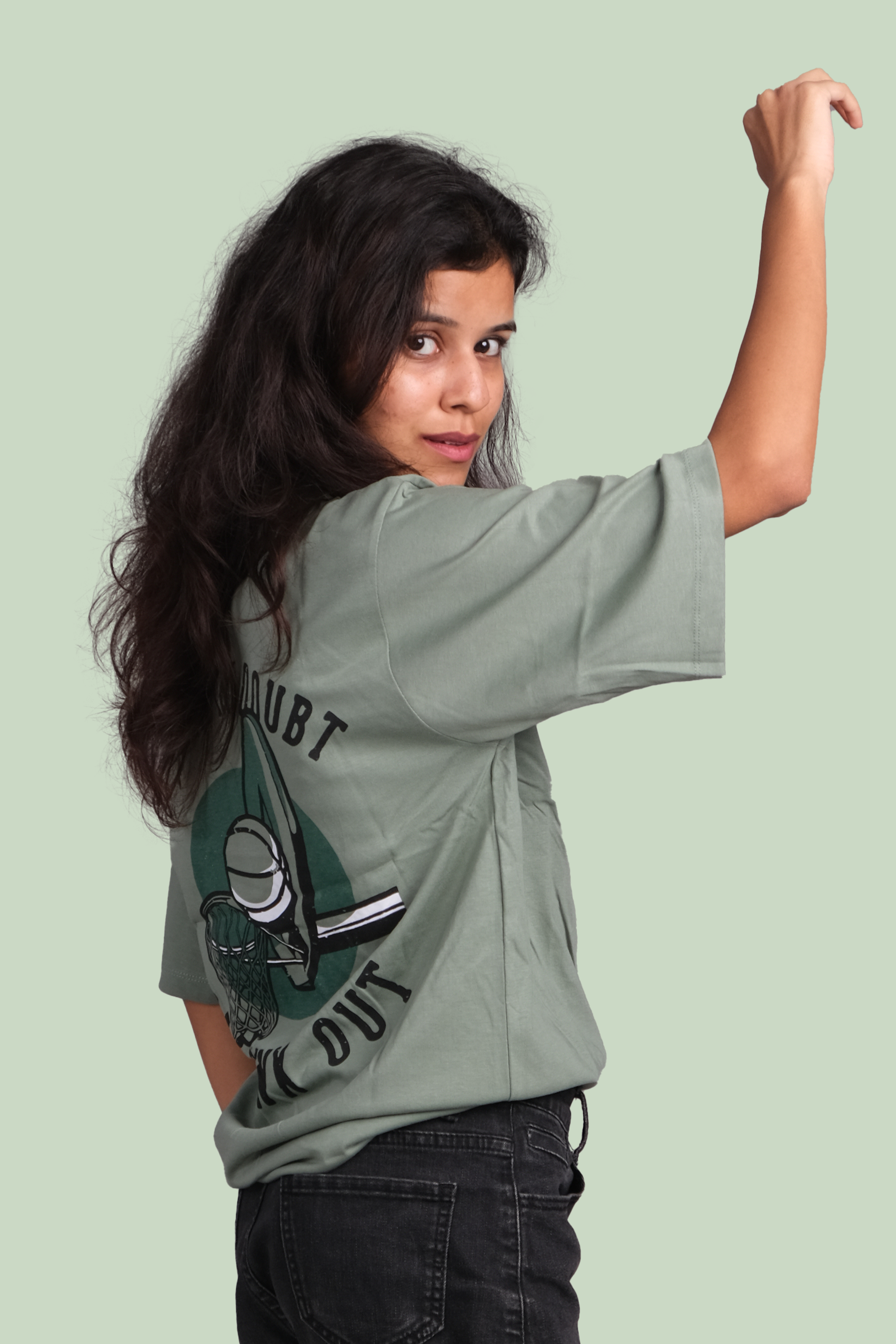 When In Doubt Graphic Printed Down Shoulder T-shirt