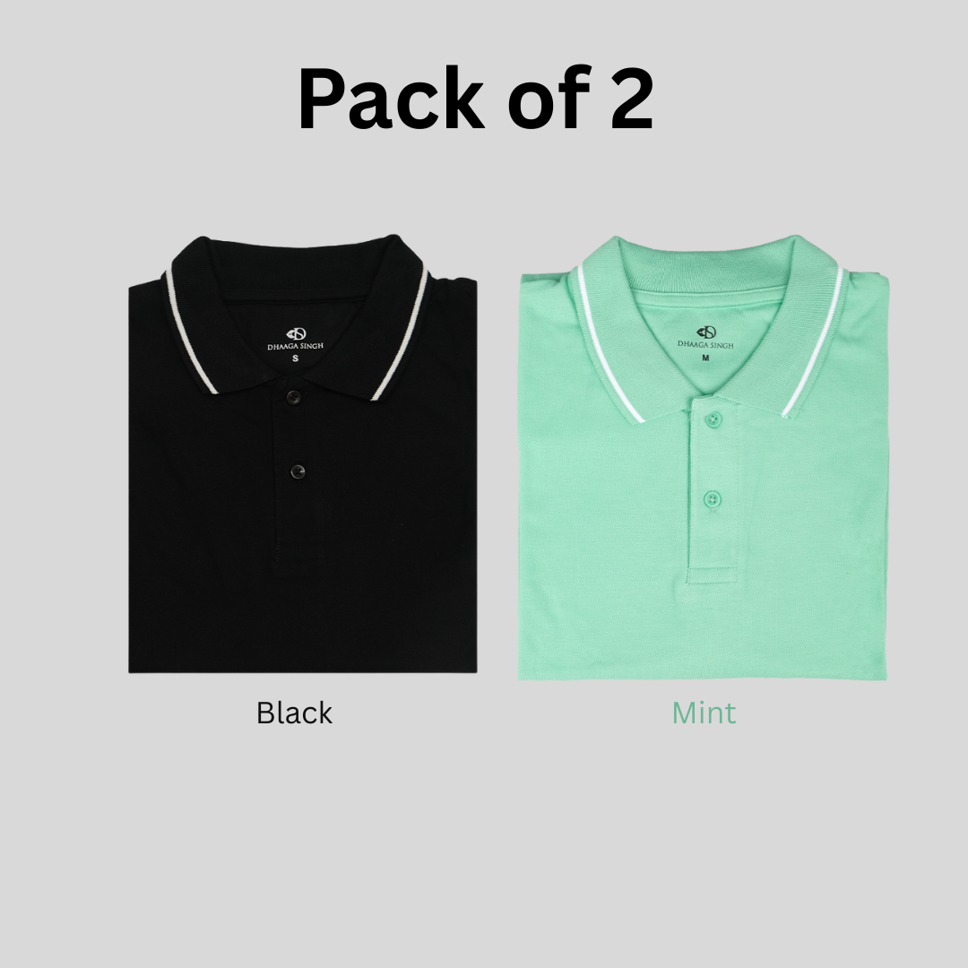 Men Cotton Collar T-shirt - Pack of 2