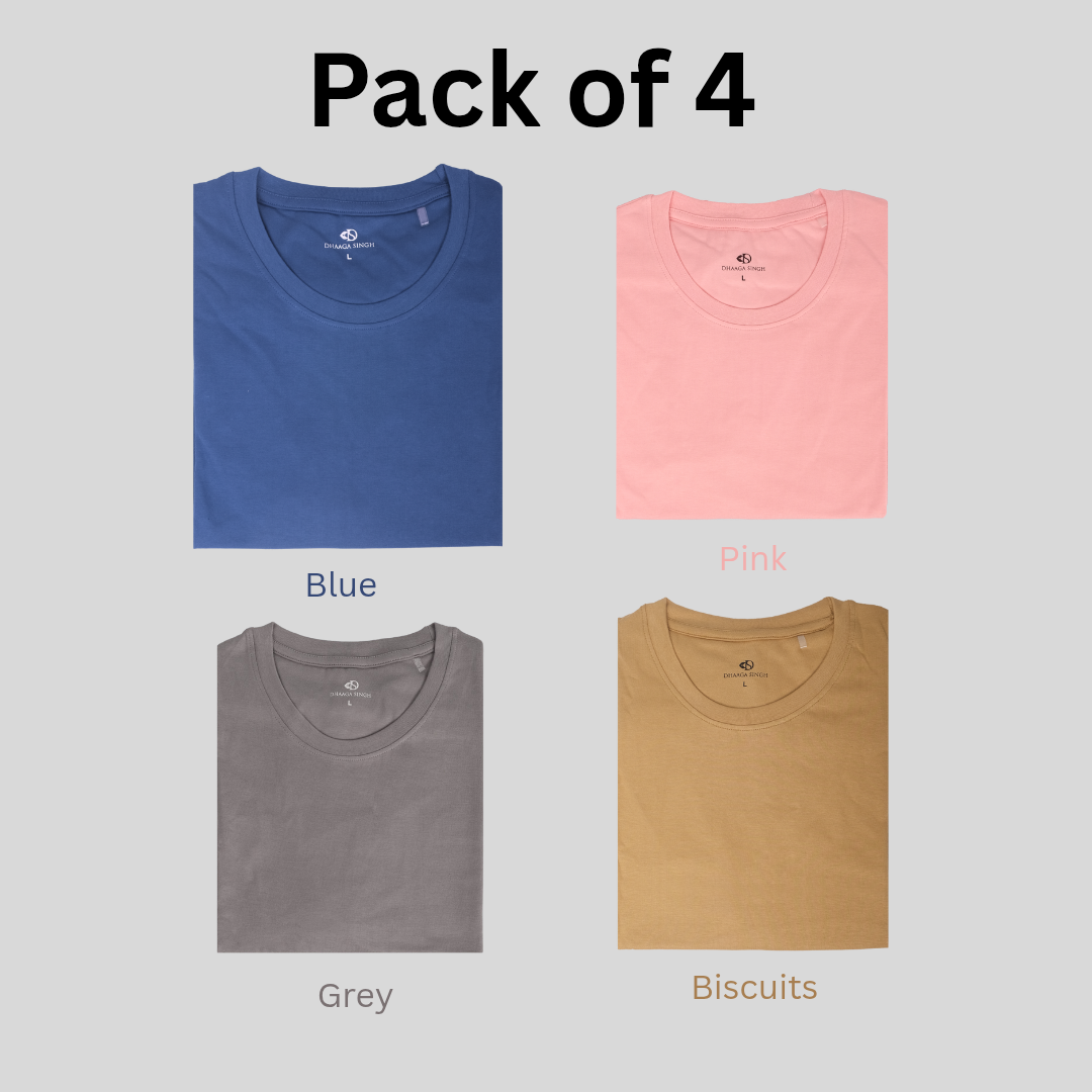 Round Neck T-shirts - Pack of 4