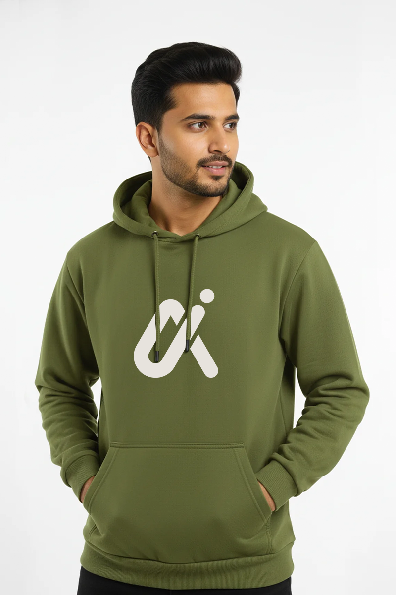 Printed Classic Hoodie Olive Green