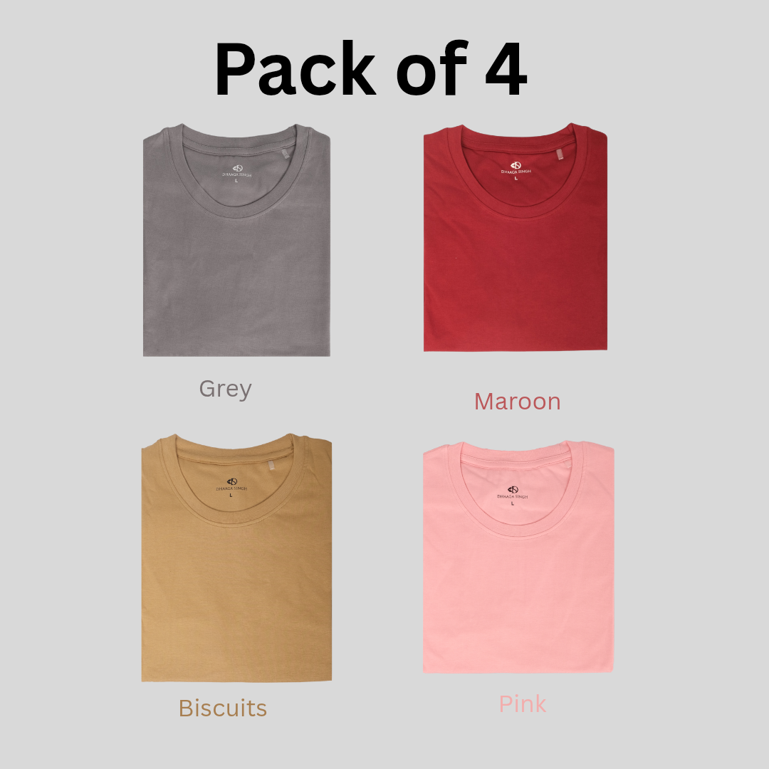Round Neck T-shirts - Pack of 4