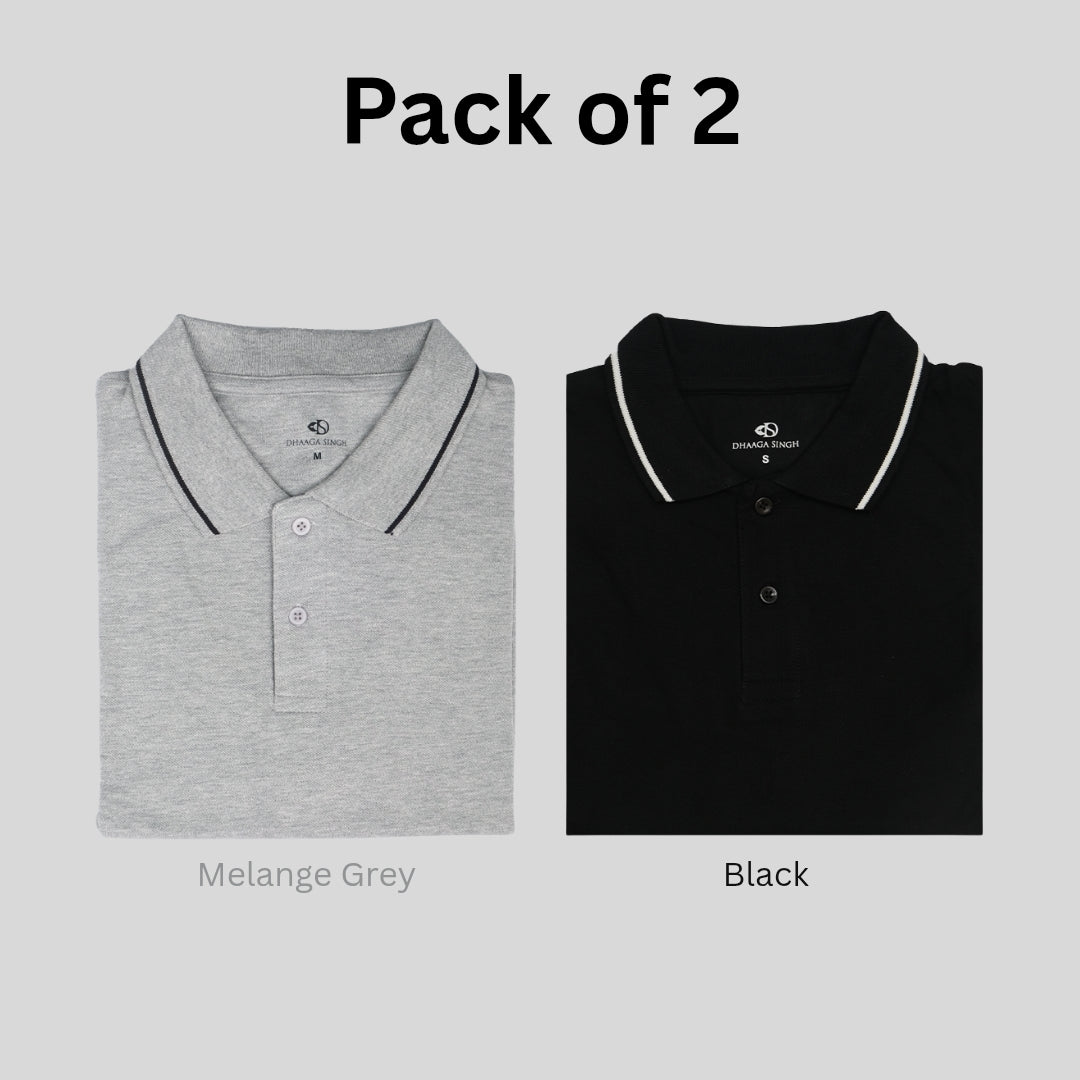 Men Cotton Collar T-shirt - Pack of 2