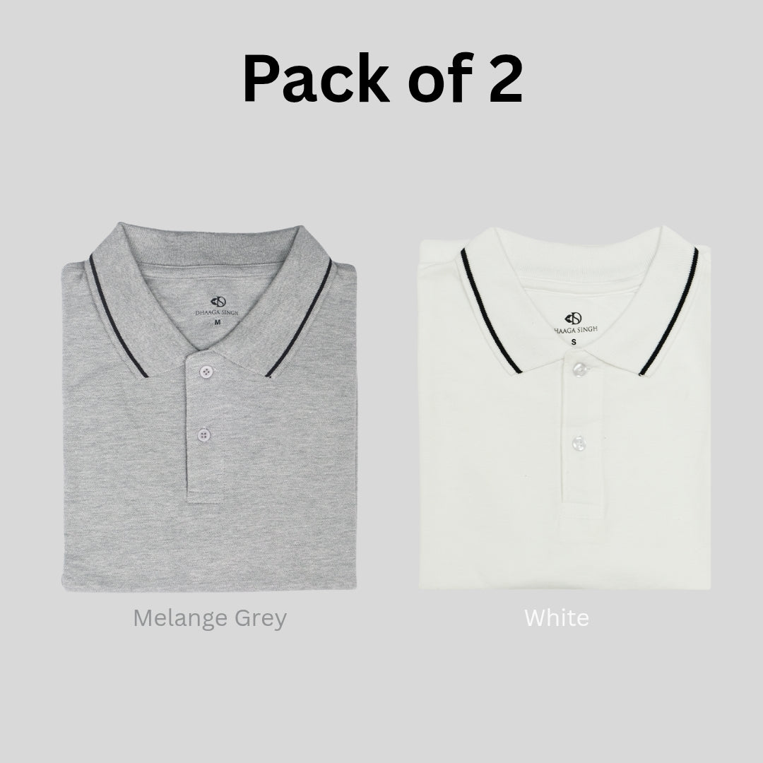 Men Cotton Collar T-shirt - Pack of 2