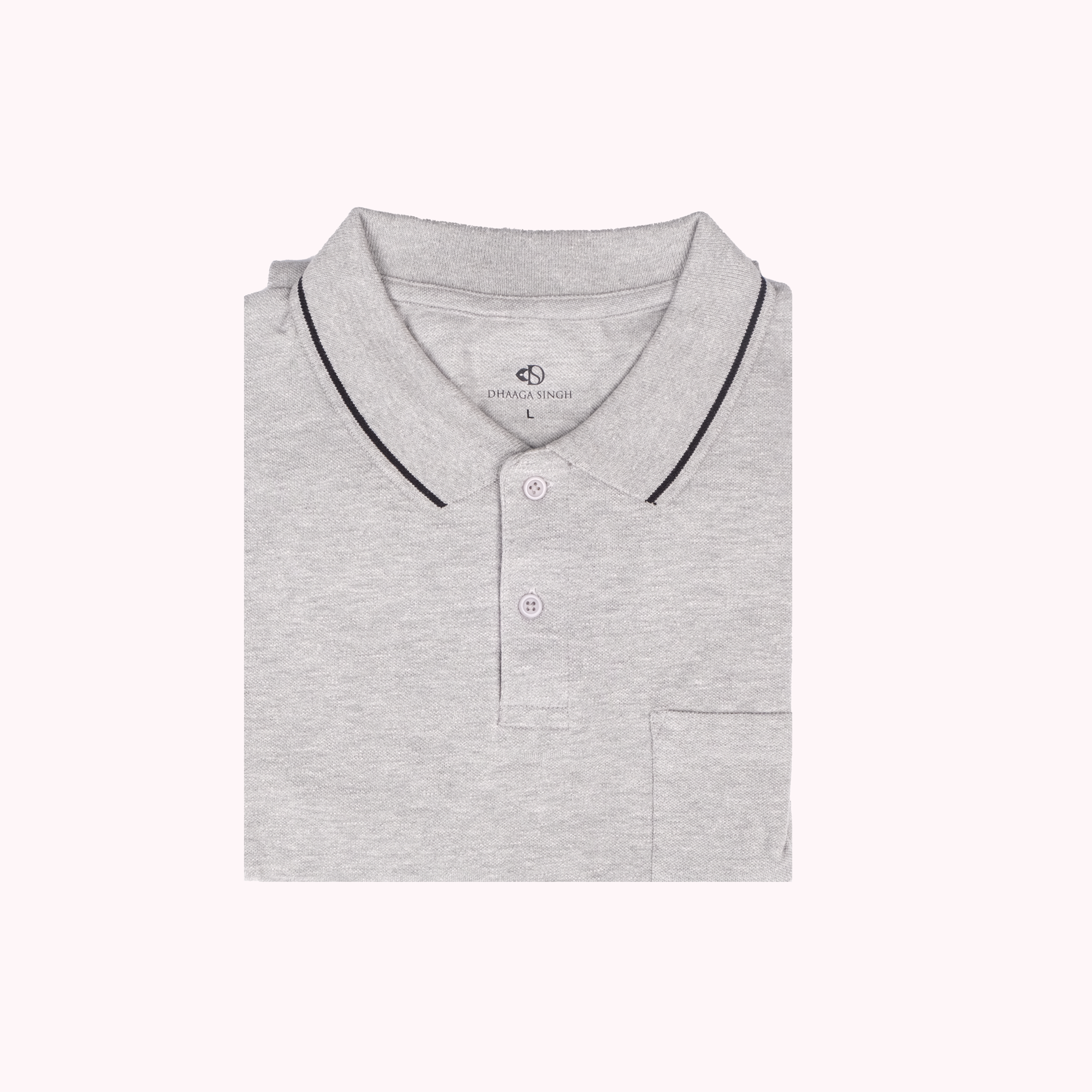 Grey Collar T-shirt with Pocket
