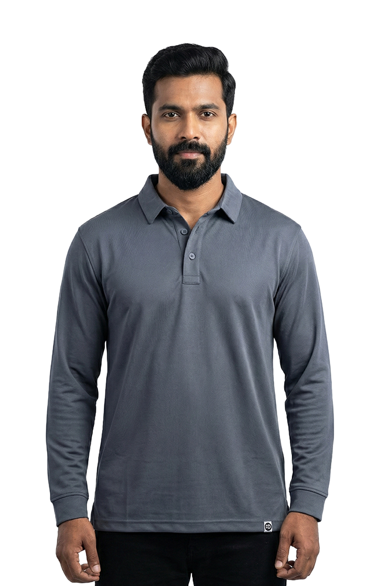 Armor Dry Fit Full Sleeve Polo T-shirt Grey