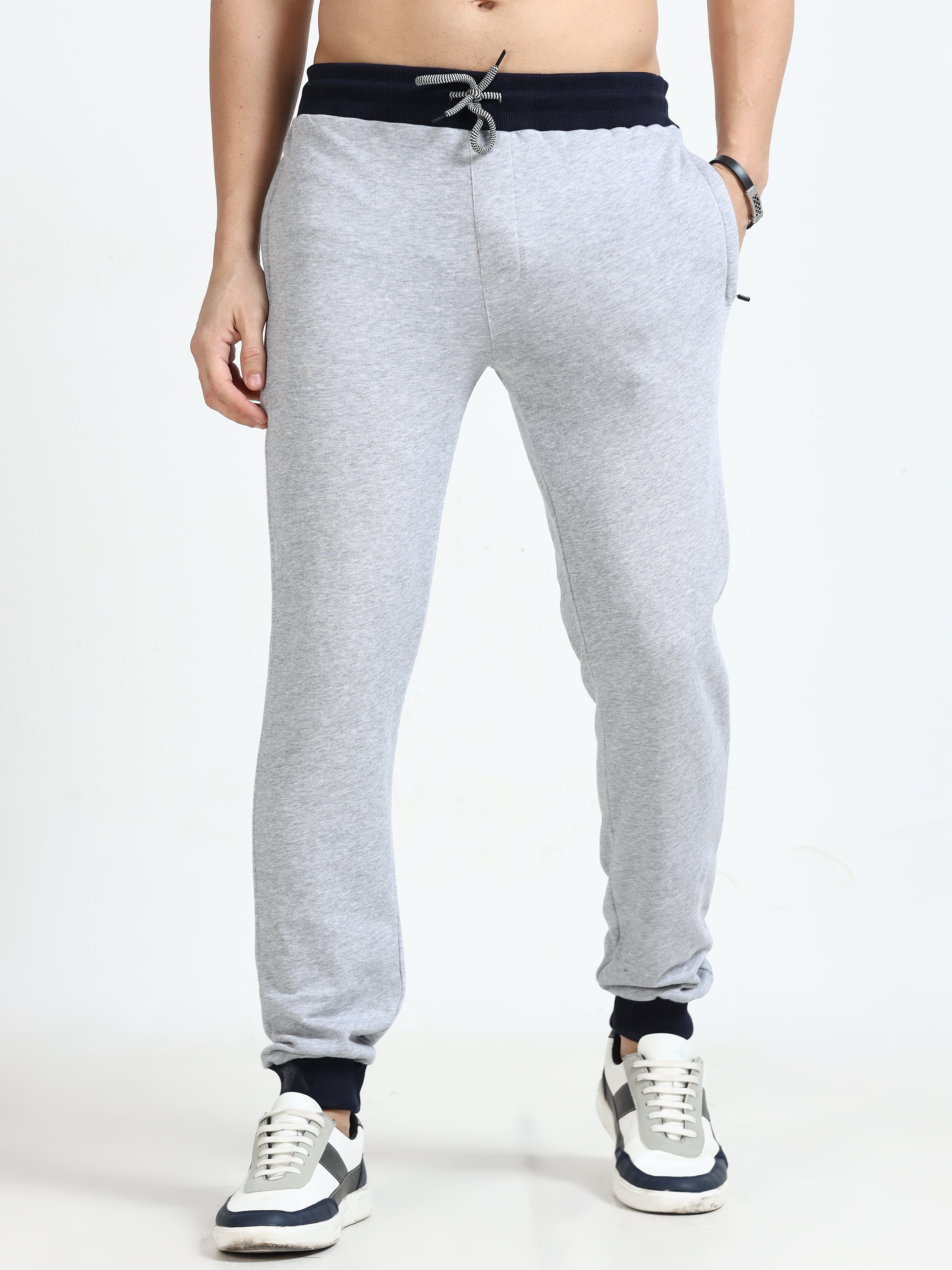 Men Track Pant with Zipper Pockets Grey