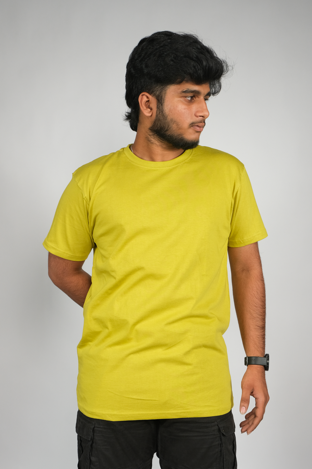 FT Cotton Round Neck Kiwi Green Color T-Shirt