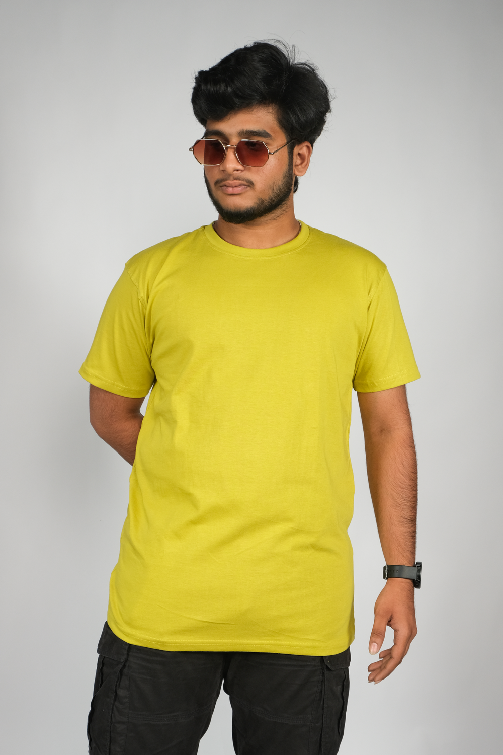 FT Cotton Round Neck Kiwi Green Color T-Shirt