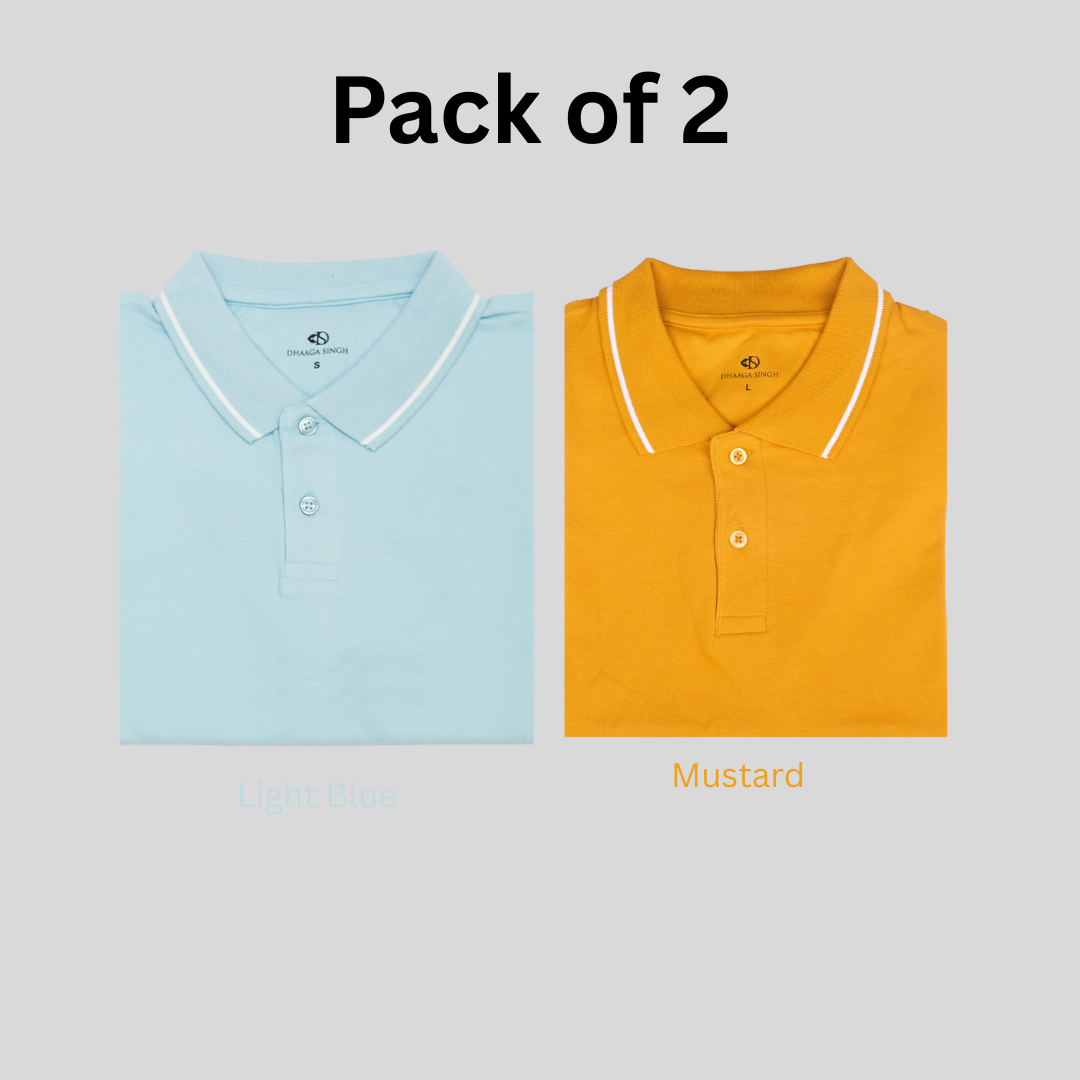 Men Cotton Collar T-shirt - Pack of 2