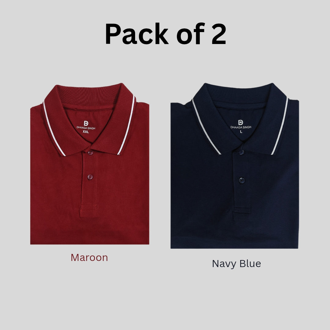 Men Cotton Collar T-shirt - Pack of 2