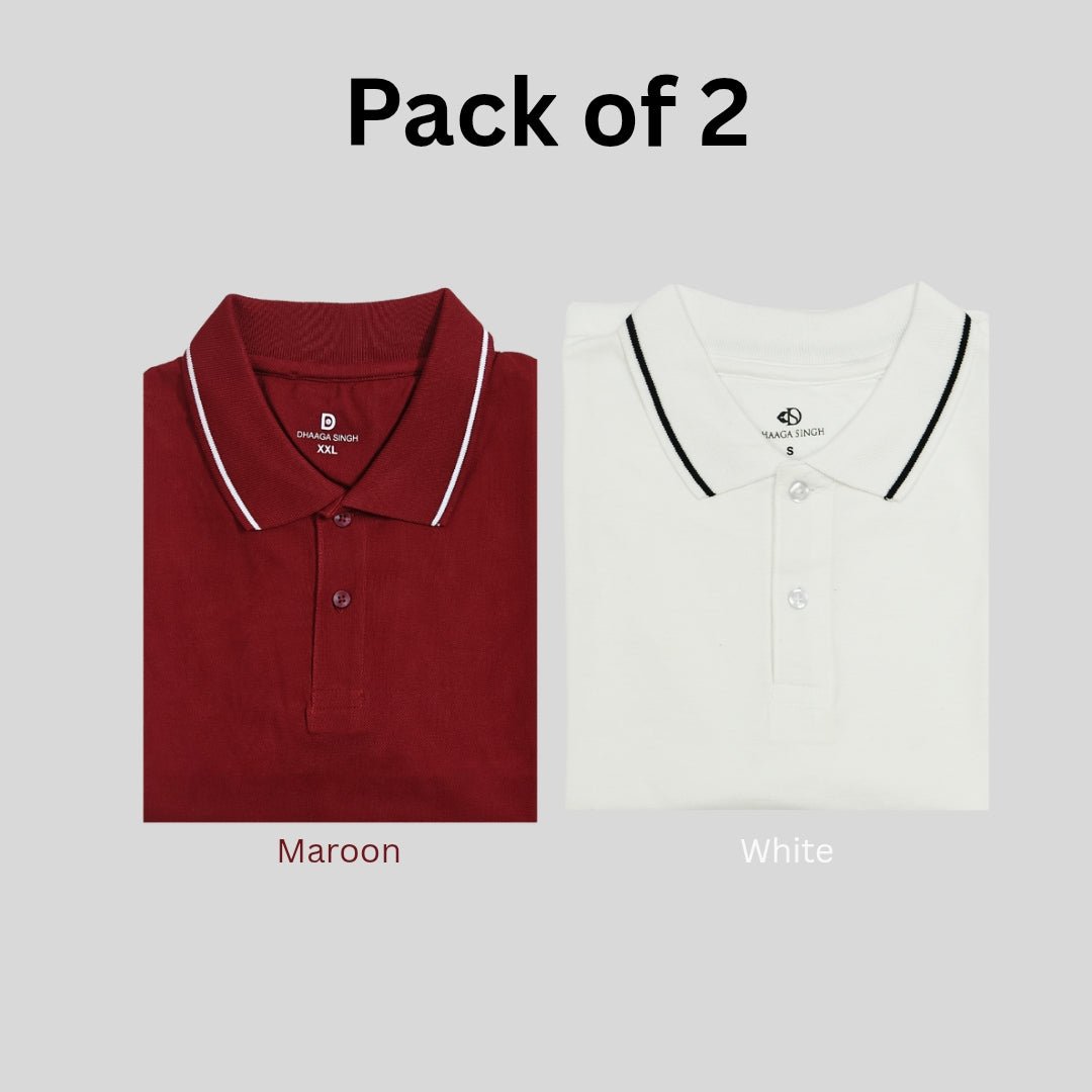 Men Cotton Collar T-shirt - Pack of 2