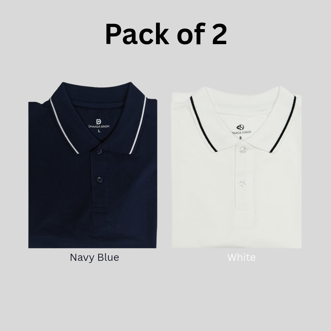 Men Cotton Collar T-shirt - Pack of 2
