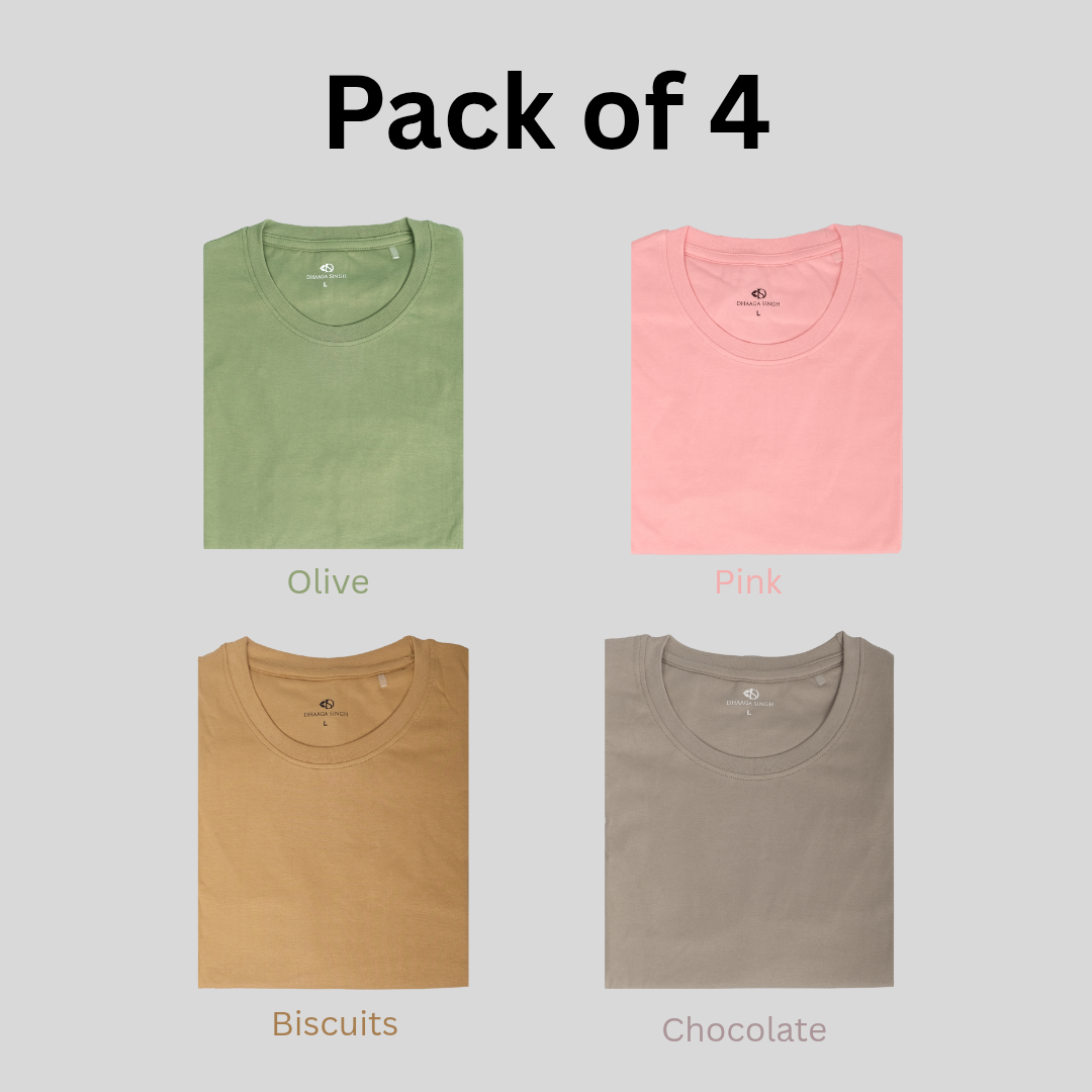 Round Neck T-shirts - Pack of 4