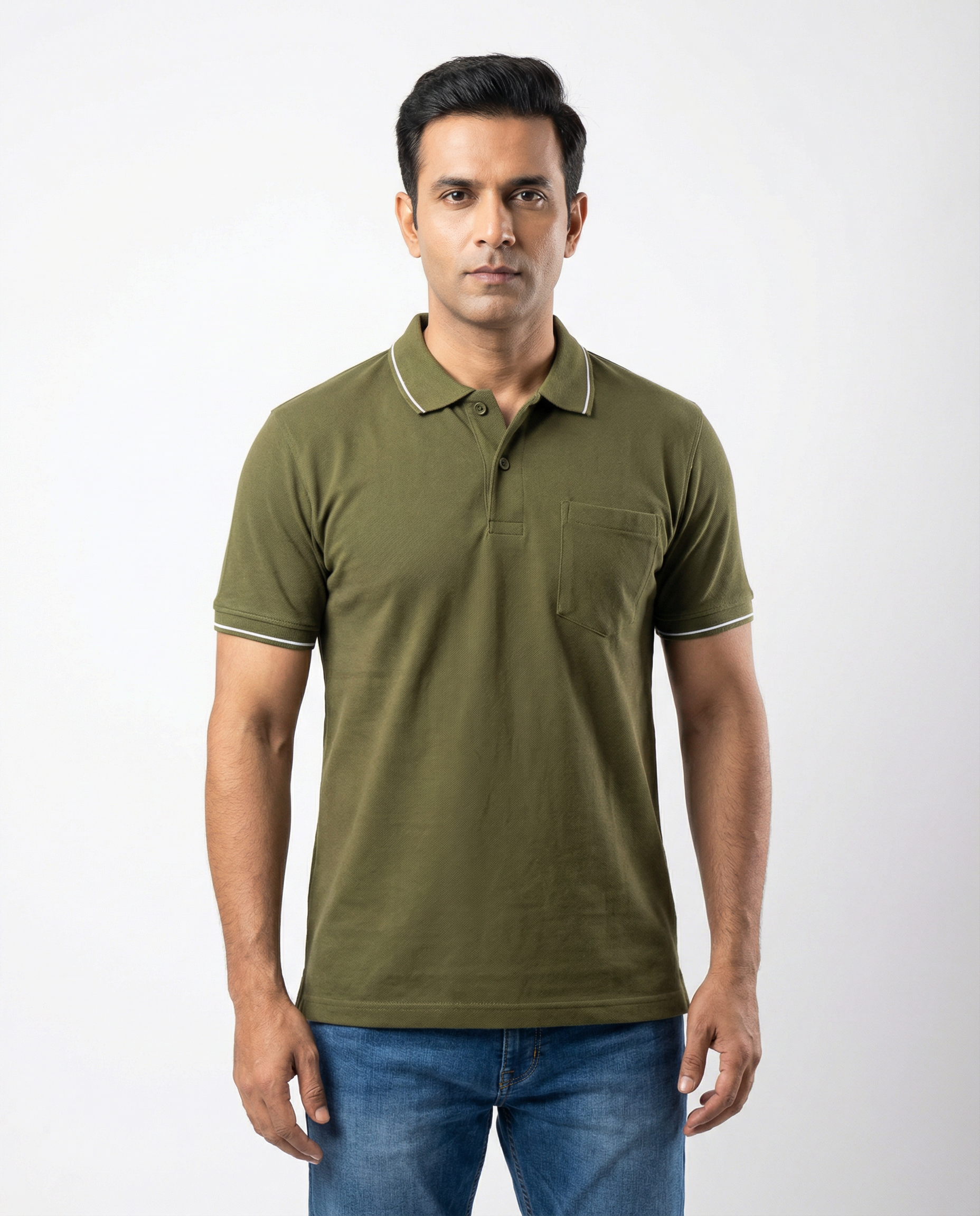 Pre Shrunk Cotton Pocket T-shirt Olive Green