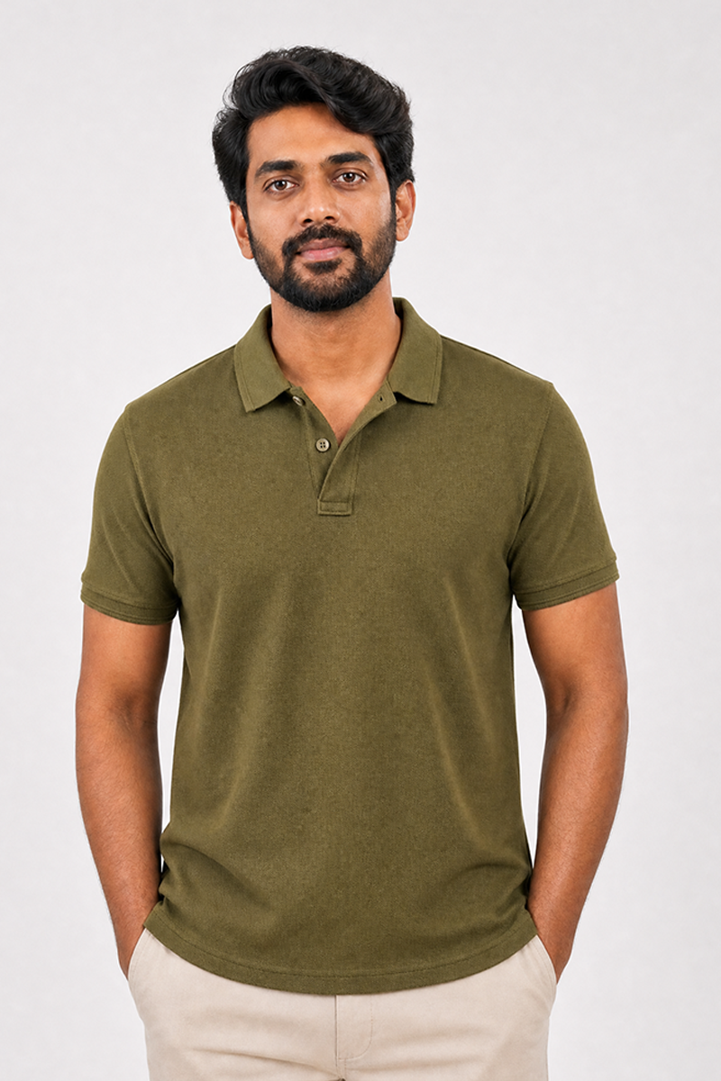 Pre Shrunk Cotton T-shirt Olive Green