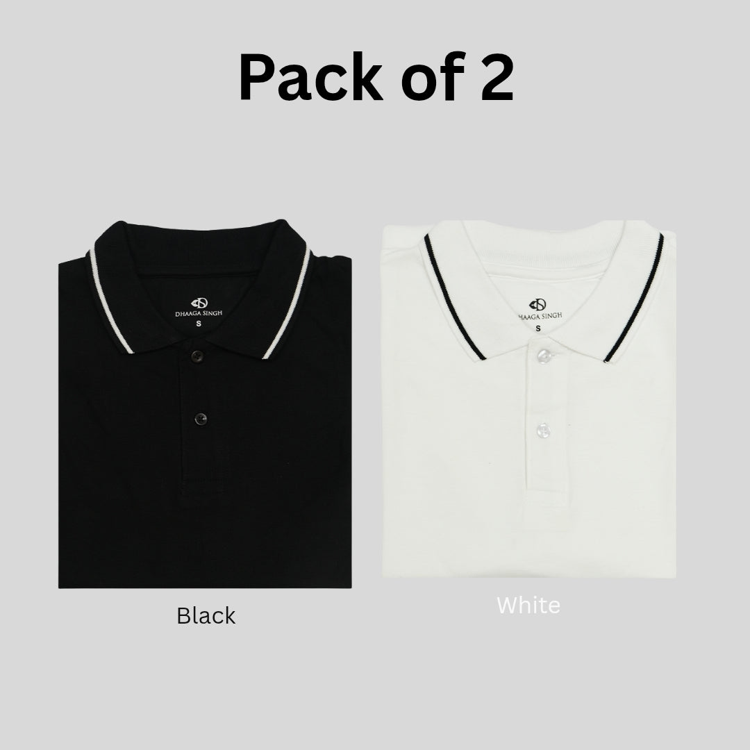 Men Cotton Collar T-shirt - Pack of 2