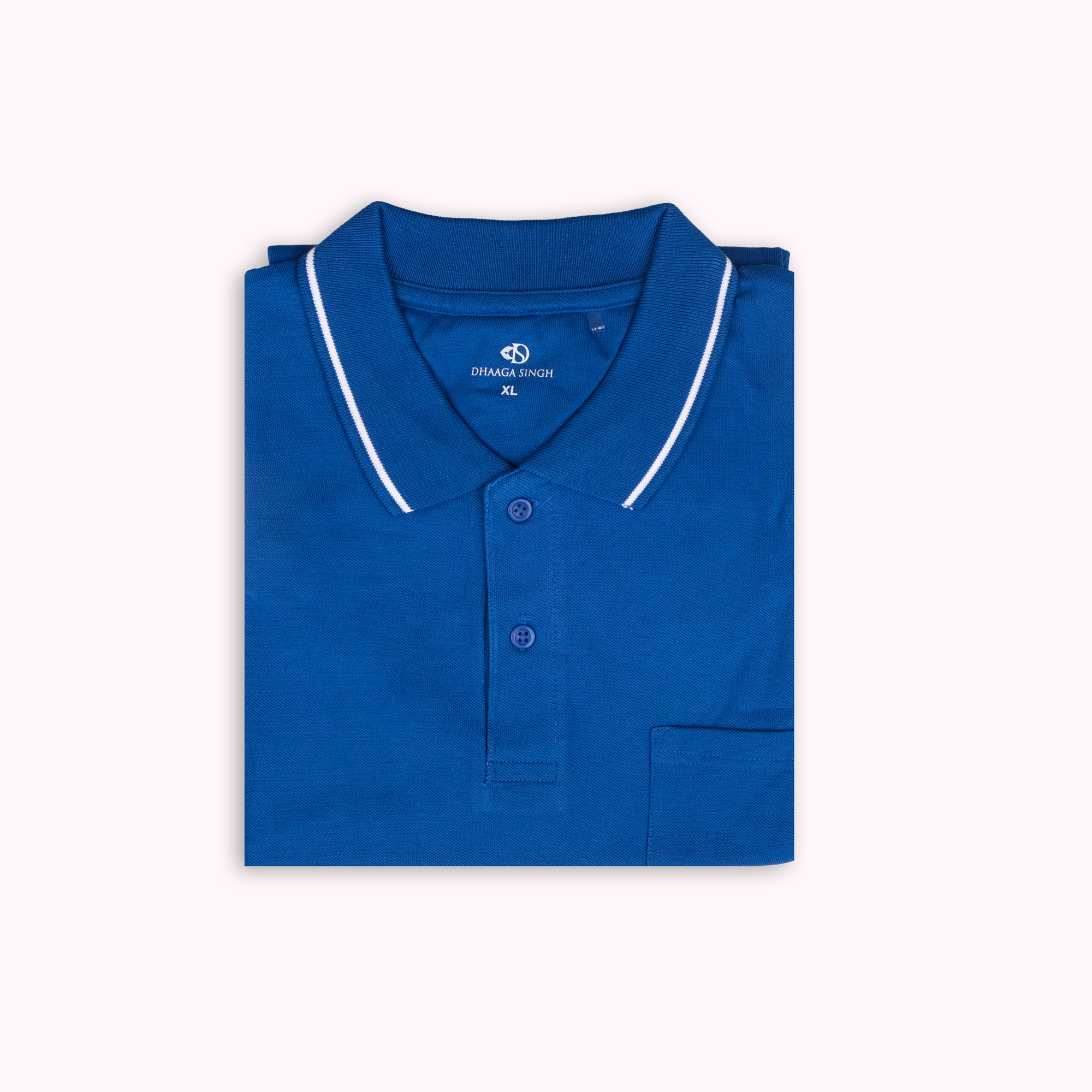 Royal Blue Collar T-shirt with Pocket