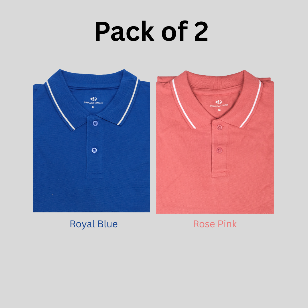 Men Cotton Collar T-shirt - Pack of 2