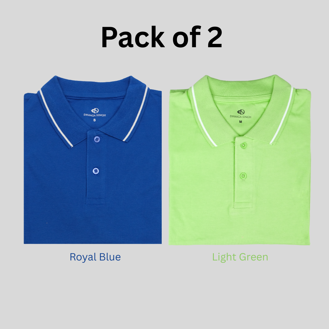 Men Cotton Collar T-shirt - Pack of 2