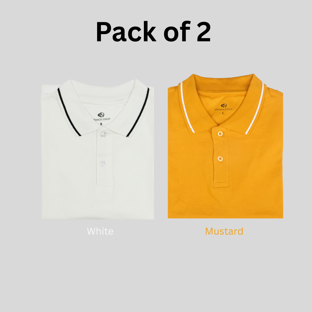 Men Cotton Collar T-shirt - Pack of 2