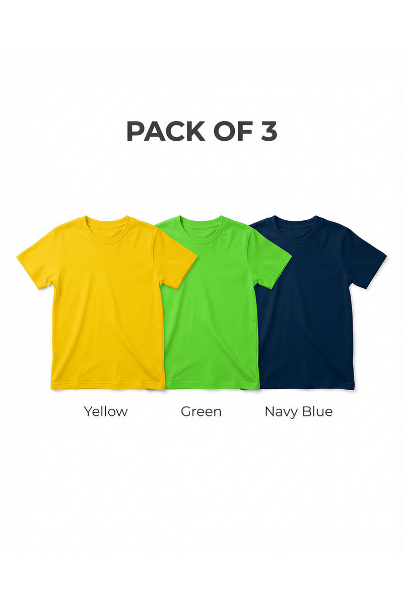 Kids Soft Cotton Round Neck Tees Pack of 3