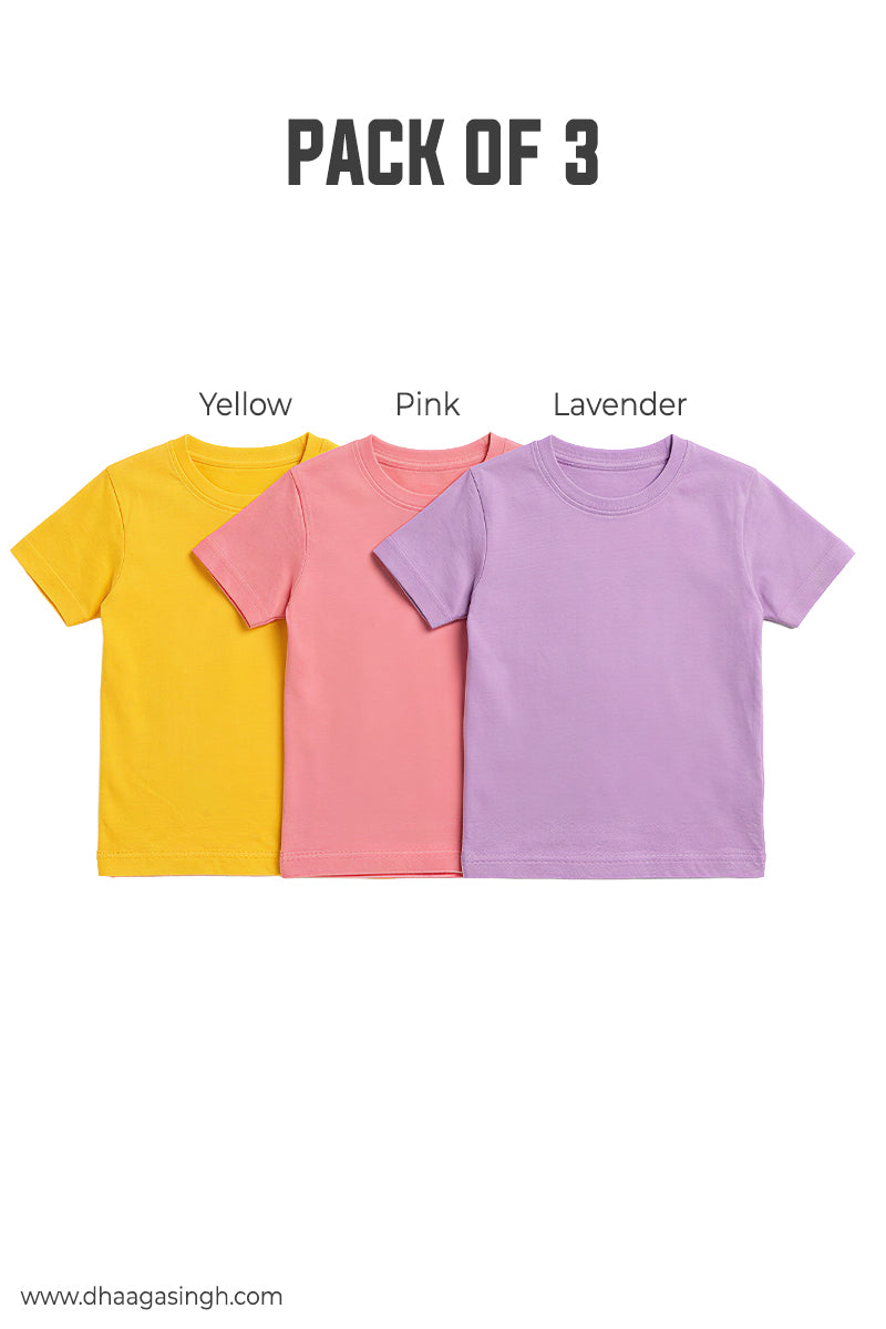 Kids Soft Cotton Round Neck Tees Pack of 3