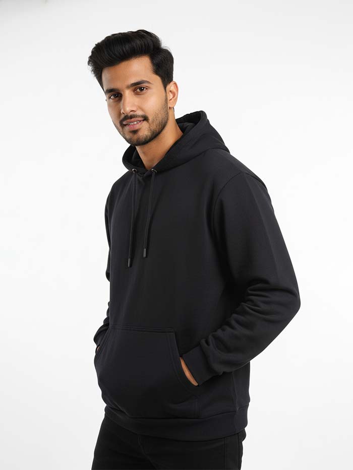 Classic Fit Solid Hoodie Black