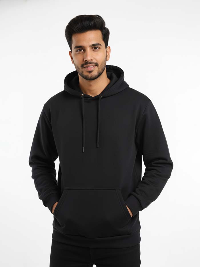 Classic Fit Solid Hoodie Black
