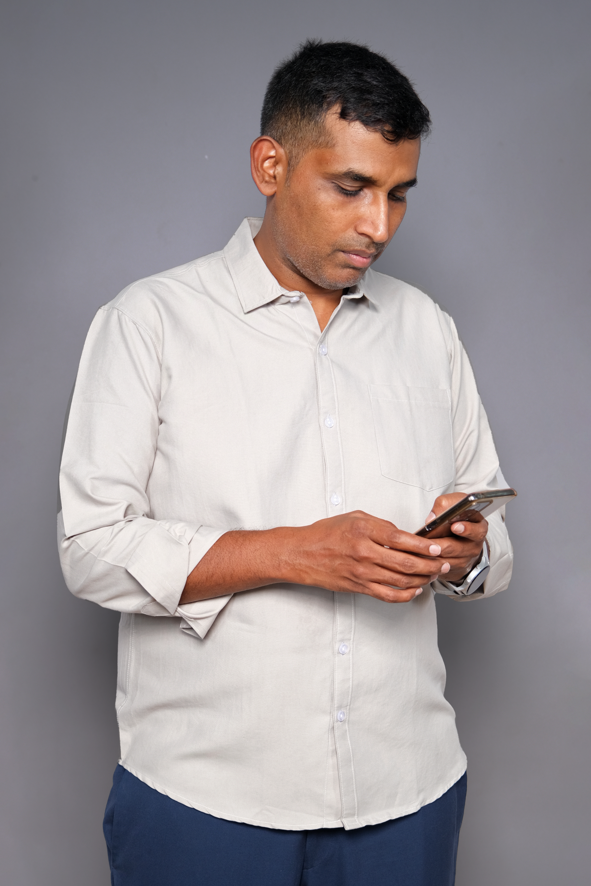 Light Grey Solid Shirt