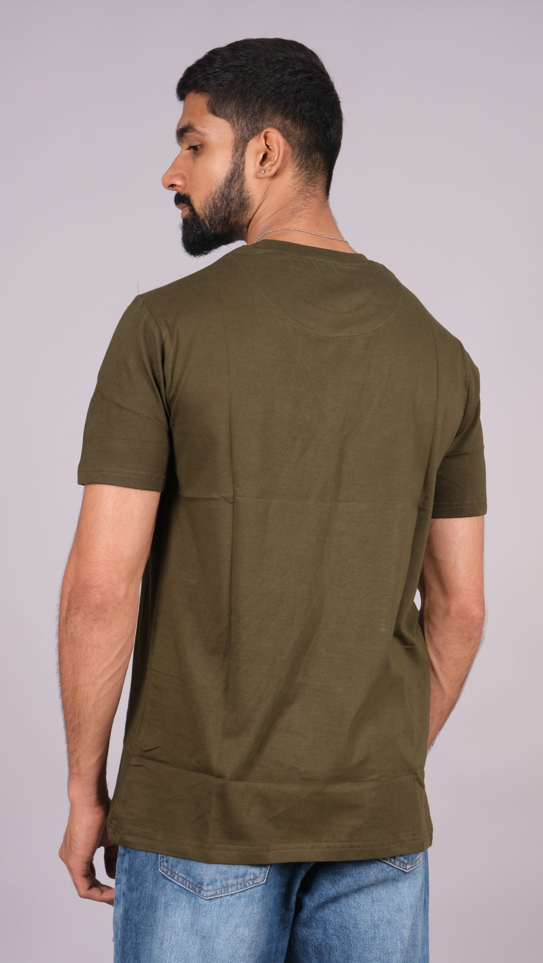 Cotton Green Color Round Neck T-shirt