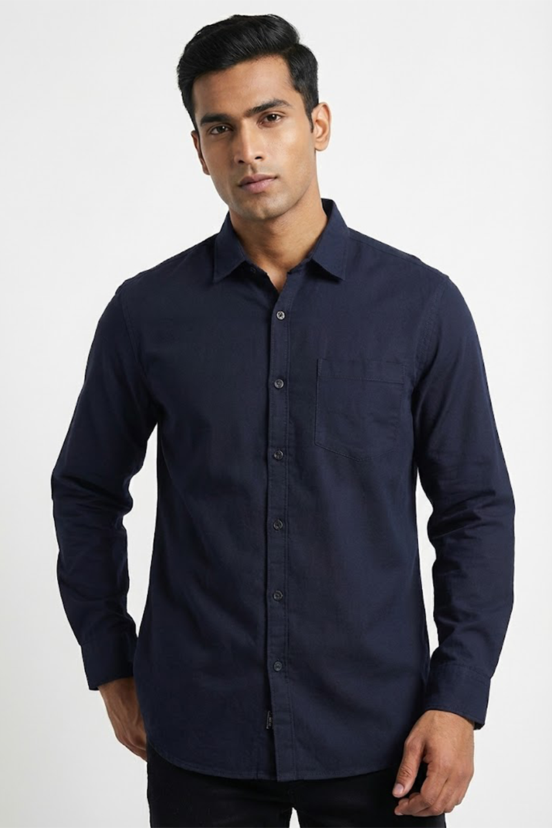 Navy Blue Solid Shirt