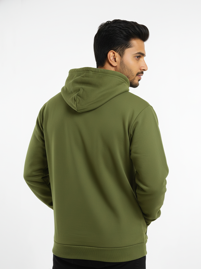 Classic Fit Solid Hoodie Olive Green