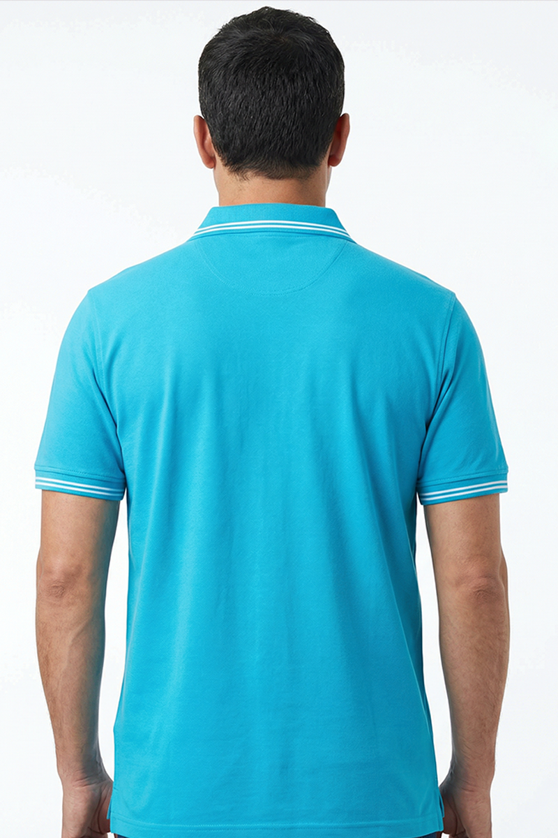 Cotton Honeycomb Polo T-shirts Petrol Blue