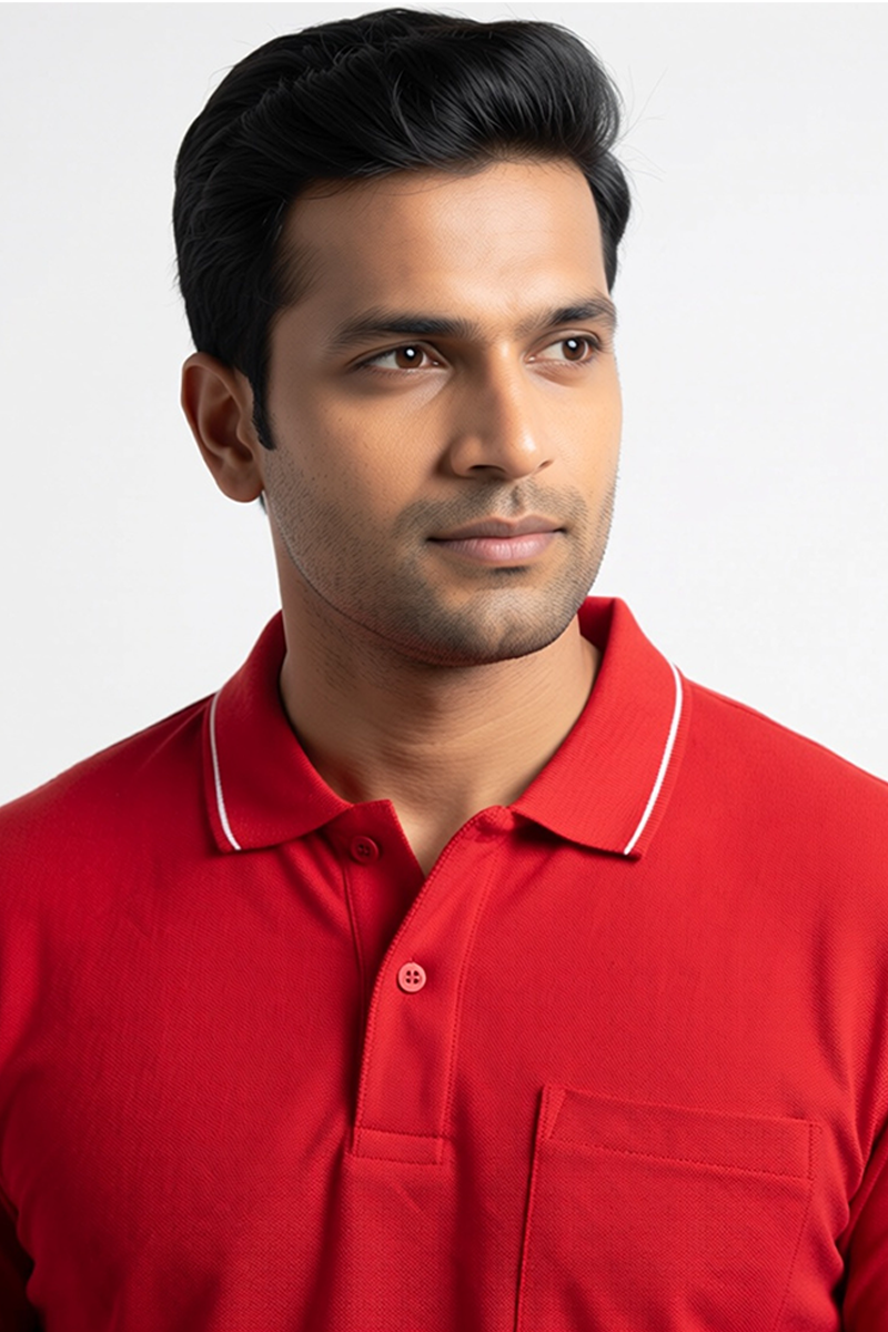 Pre Shrunk Cotton Pocket T-shirt Red