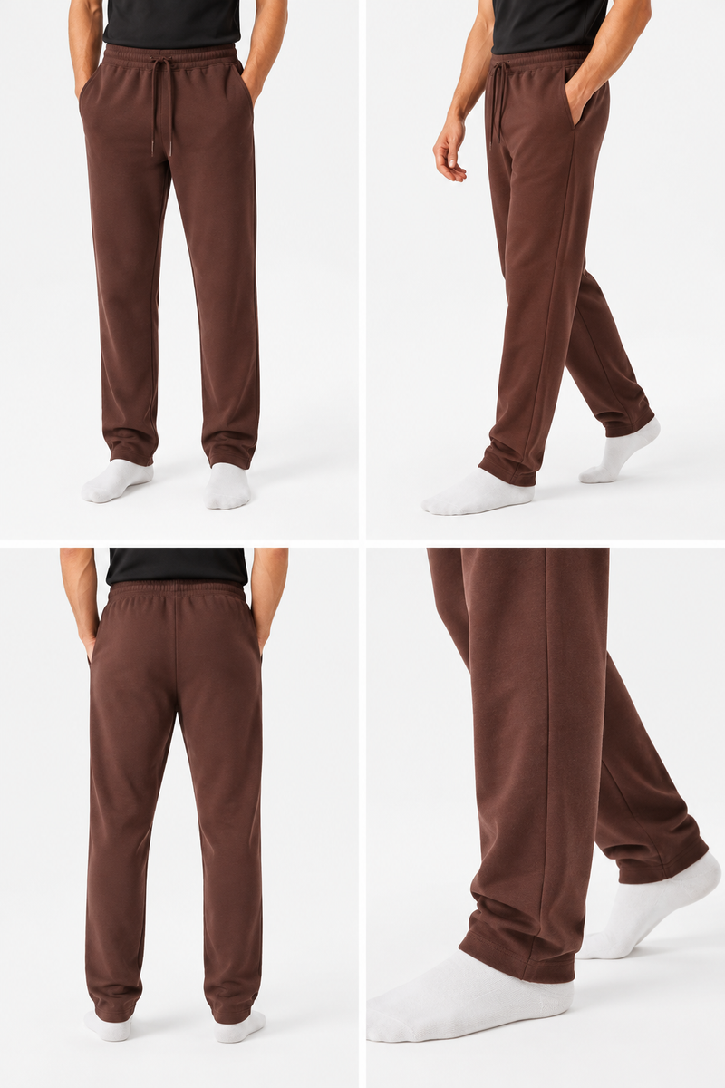 Cotton Jogger Pants with Zipper Pockets Brown
