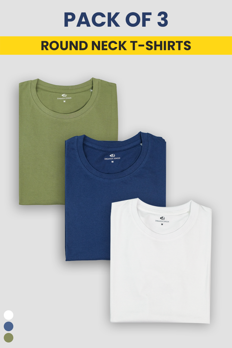 Round Neck T-Shirts - Pack of 3