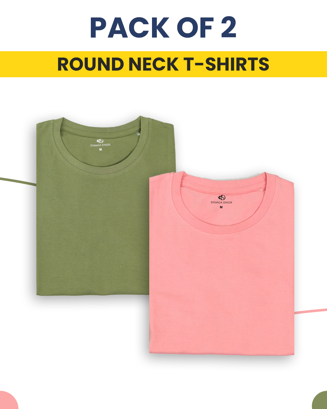 Round Neck T-Shirts - Pack of 2