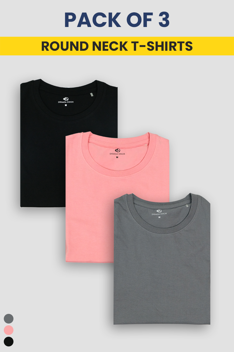 Round Neck T-Shirts - Pack of 3