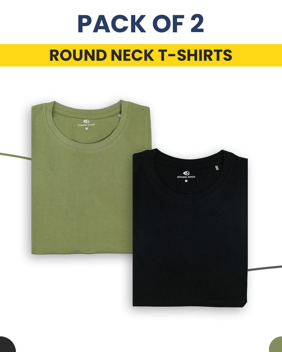 Round Neck T-Shirts - Pack of 2