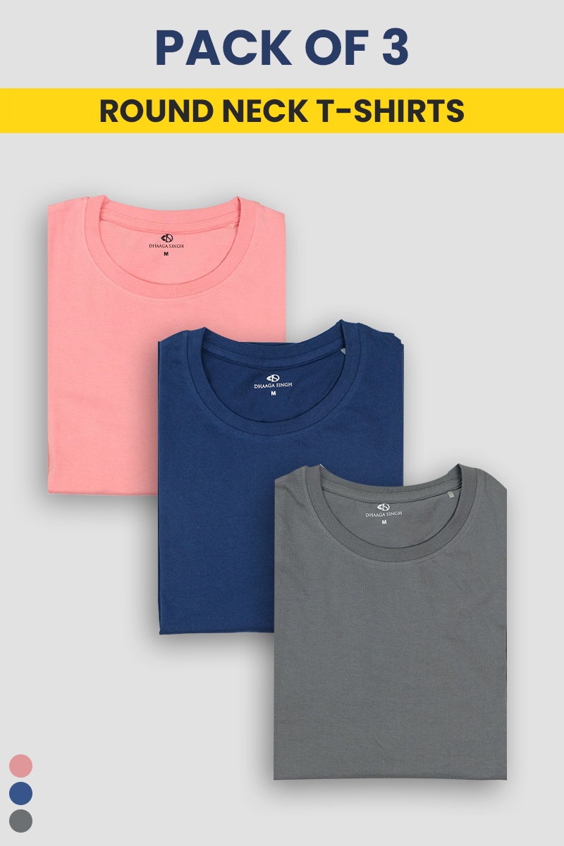 Round Neck T-Shirts - Pack of 3