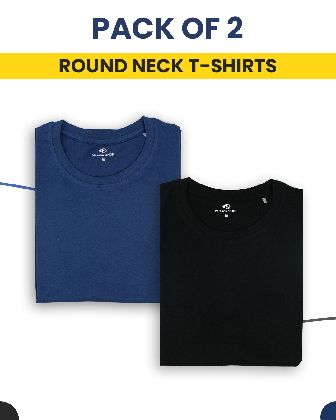 Round Neck T-Shirts - Pack of 2