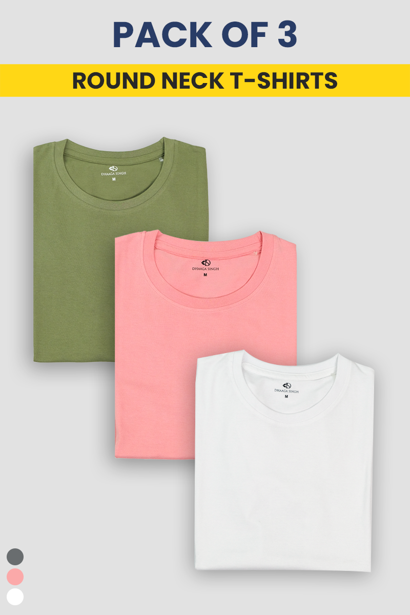 Round Neck T-Shirts - Pack of 3