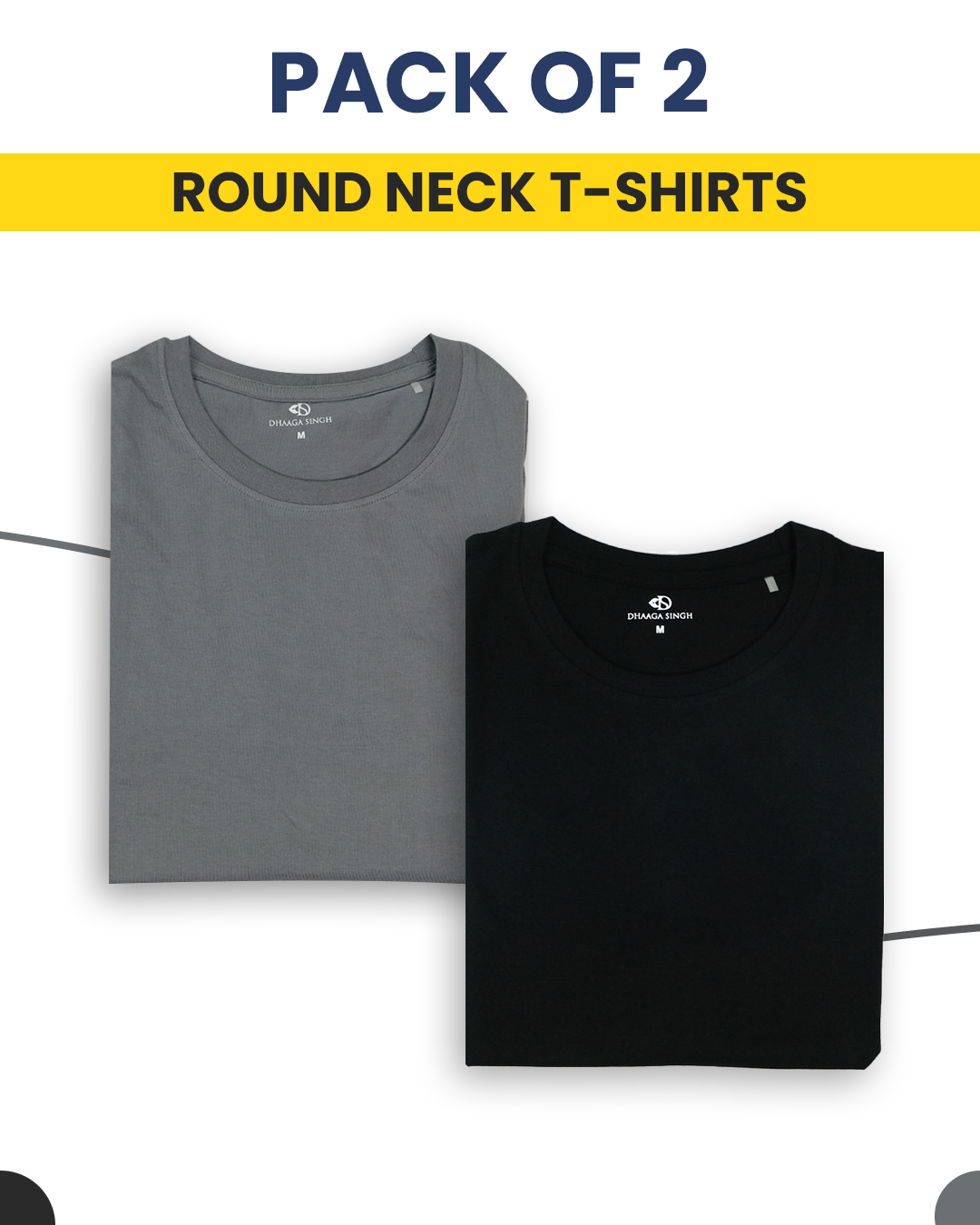Round Neck T-Shirts - Pack of 2