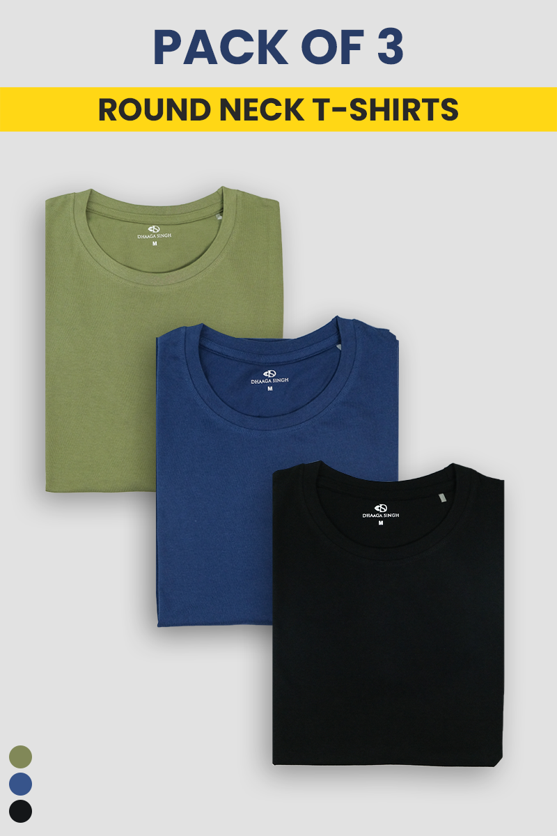 Round Neck T-Shirts - Pack of 3