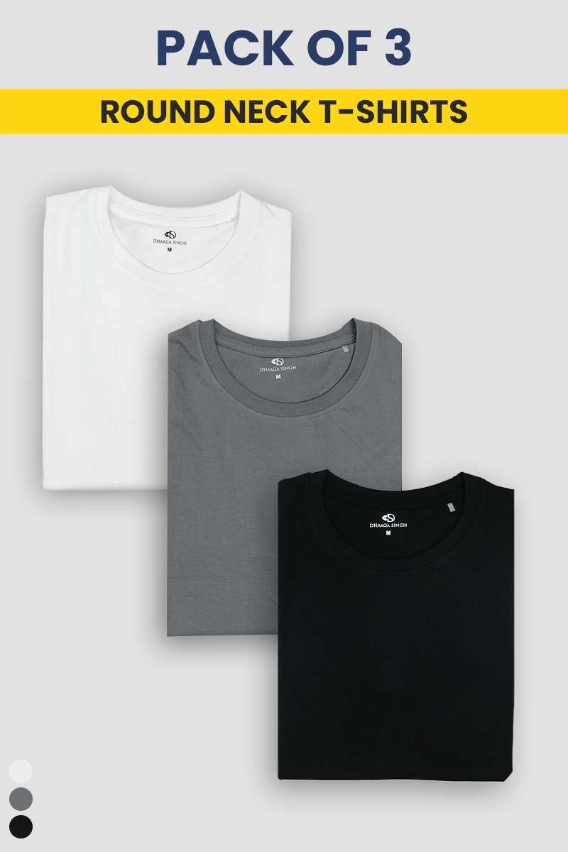 Round Neck T-Shirts - Pack of 3